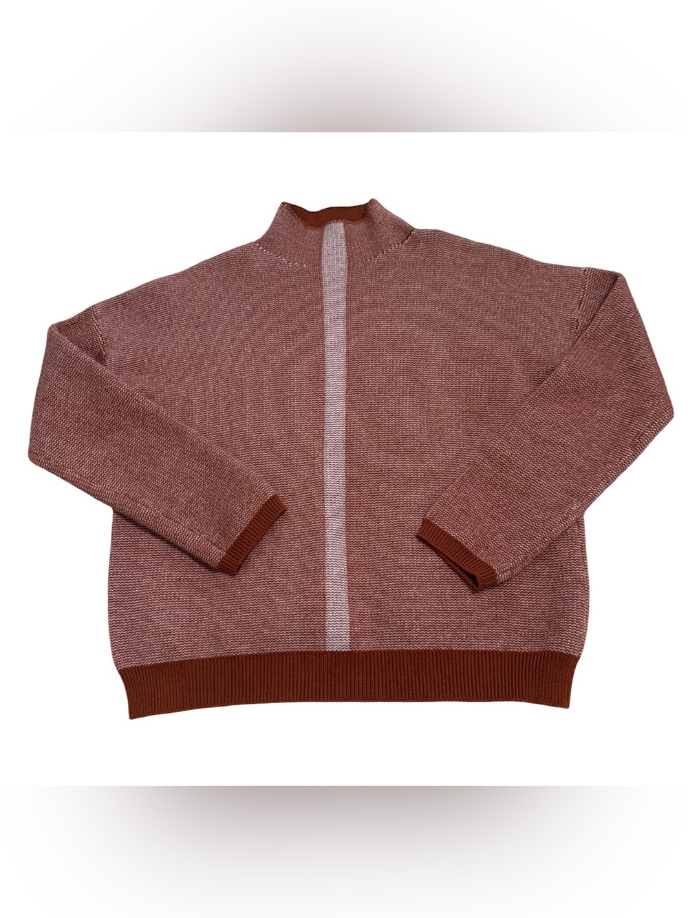 Böhme Women’s Medium Oversized Mock Neck Knit Sweater Brown Cream